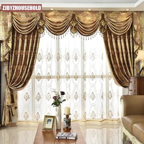 2021 New Curtains for Living Room Dining Room High-grade Contracted European Valance Golden Door Curtains Bedroom Window Luxury