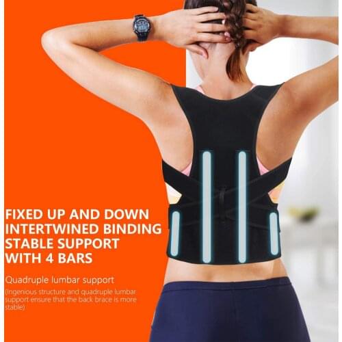 New Back Posture Corrector with Adjustable Waist Belt, Can Relieve Pain aof Menand Women Back Support Back Support Black