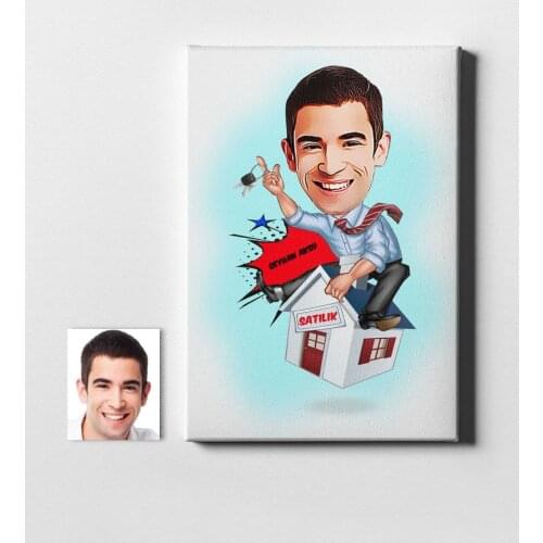 Personalized Mr Real Estate Consultant Cartoon Canvas Table (50x70 cm.) 1 gift Home Decoration Special Design Home Office Business