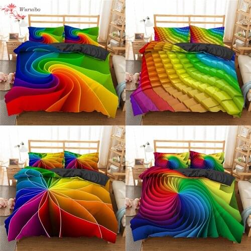 Colorful Rainbow Adult Bedding Set Stripe Duvet Cover Quilt/Comforter Cover King Queen Size Beds Cover 150 Set Teens Bedclothes