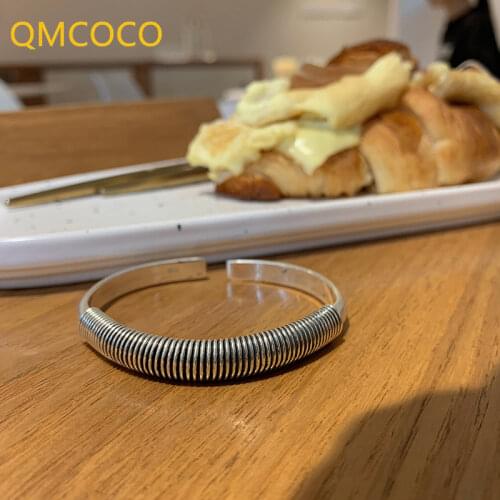 QMCOCO Minimalist 925 Sterling Silver Bracelet INS Fashion Vintage Punk Hip-Hop Rock Party Jewelry Gifts For Women And Man