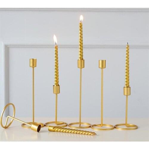 Retro Candle Holder Wedding Party Table Decor Gold Candlestick Candelabra Centerpieces Europe Style Home Decor Candle Holders