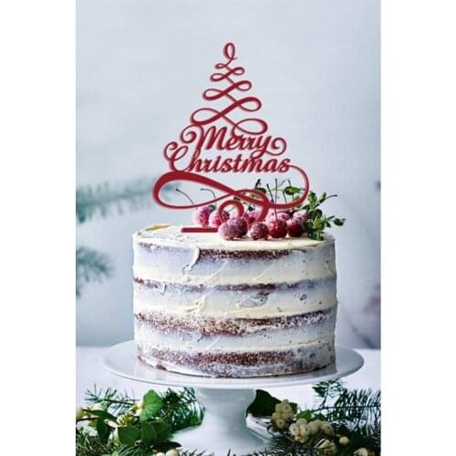 Merry Christmas Cake Topper Selection, Color Shiny Red or Mirror Gold, Christmas Cake Decorations, Christmas Party Decorations