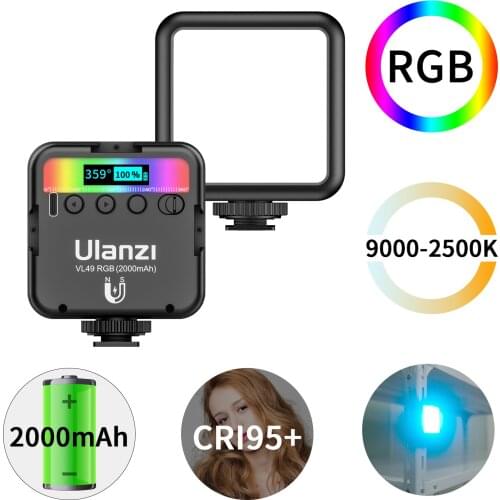 Ulanzi VL49 RGB Pocket LED Video Light 2700K-9000K On Camera Light Mini Pocket Fill Light Photography Lighting Vlog Light
