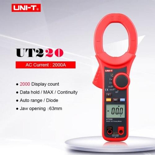 UNI-T UT220 igital clamp meter;AC current AC DC voltage meter;2000 count Auto range Multimeter Continuity buzzer Diode tester