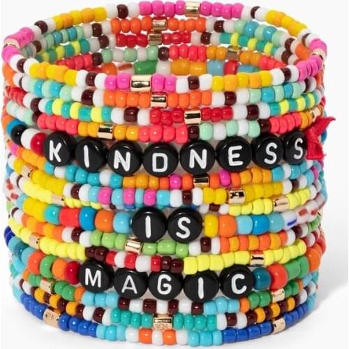 Bohemian Friends Unique Gift bizuteria damsk Camp Brighter seed beaded stretch MORE MERRIER BUNDLE BRIGHTER THE BETTER BRACELETS