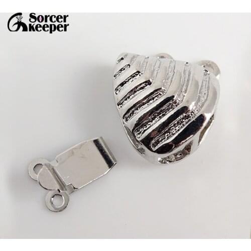 SorcerKeeper 10 PCS Wholesale 2 Strings Filigree Silver Plating leaf Box Clasps 15x18 mm Findings Pearl Clasp Beads Clasp CSA68