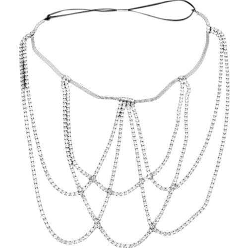 Women Sexy Rhinestone Multi Layers Leg Chain Metal Elastic Thigh Body Jewelry