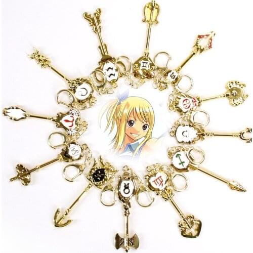 1/1 Cartoon Anime Fairy Tail Zodiac Star Spirit Magician summons Key Twelve Constellation Keychain Cosplay Gift