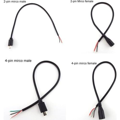 1/5pcs Micro USB 2.0 A Female male Jack charging Connector cable 4 Pin 2 Pin 4 Wires Data Charge Cord DIY for Android interface