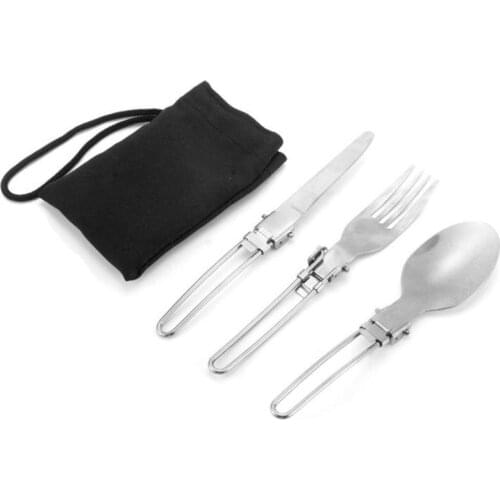 100pcs New Portable Outdoor Camping Survival Set Picnic Tableware Stainless Steel Folding Fork and Spoon F20174062
