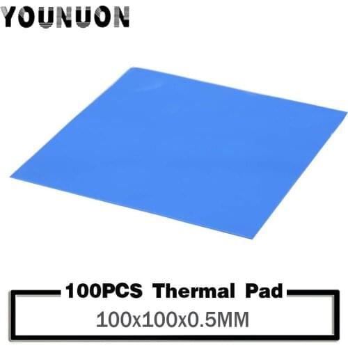 100PCS YOUNUON 100x100x0.5mm Thermal Pad 100x100mm Silicone Thermal Pad Sheet Computer GPU VGA CPU Graphics Chip HeatSink Pad