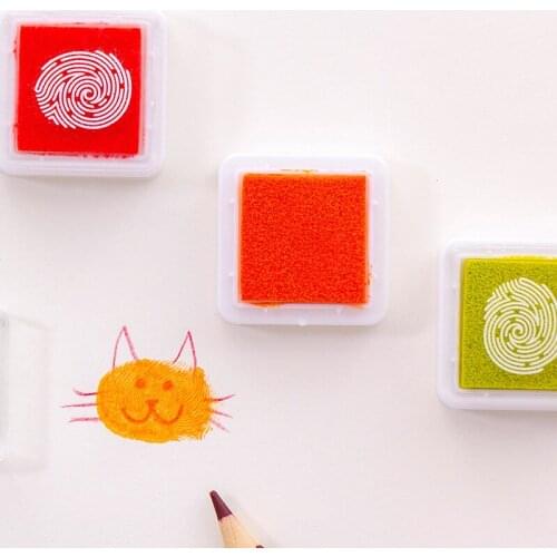 12 PCs Hand Account Dedicated 12 Color Inkpad Stamp Stamp-Pad Ink Students Finger Inkpad Pad Wholesale