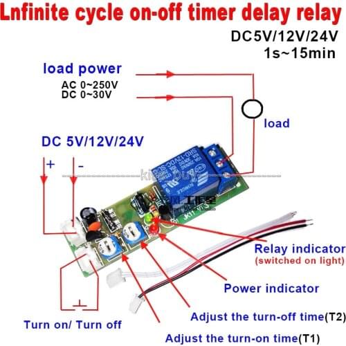 15 minutes adjust DC 12V Infinite Cycle Delay Timing Timer Relay ON OFF Switch Loop Module