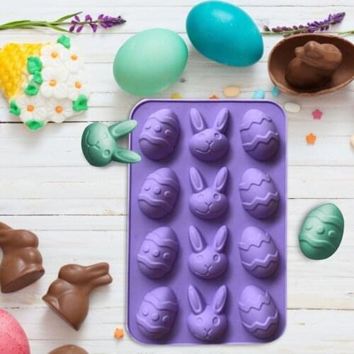 3d Silicone Cake Mold Easter Bunny Eggs Chocolate Cake Soap Mold Baking Ice Tray Mould Baking Round Shape Pudding Ice Mould 2021