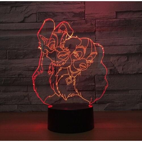 Cute Dog 3D light Lamp 7 Colors Visual Led 3D Night Lights For Kids Touch Nightlight USB light Home Decor Kids Gift Drop Ship