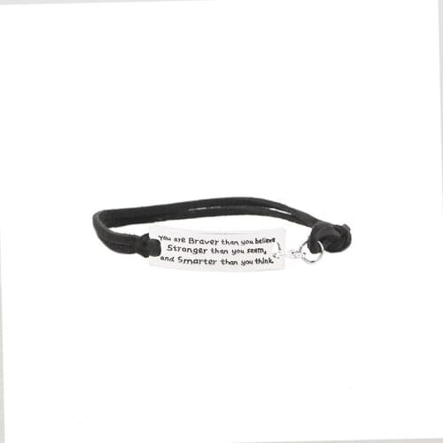 Wholesale 24pcs/lot Inspirational Bracelet "you are braver than you believe" Letter Alloy Bangles For Women&Men