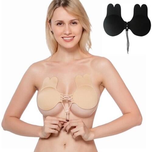 Lala Rabbit Ear Nudebra Anti-Bump Drooping External Expansion Gathered Drawstring Nudebra Rabbit Breast Pad