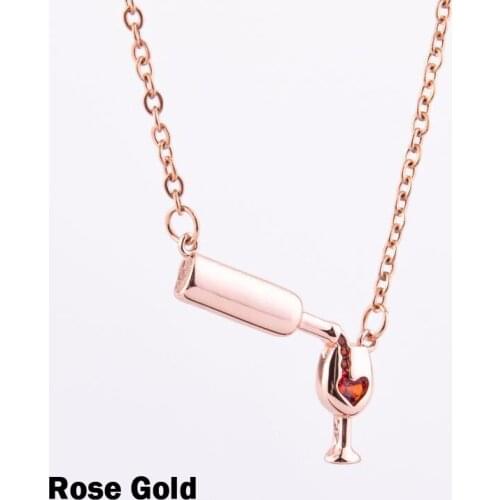 Fashion Necklace for Women Girls Wine Glass Cup Pendant Chain Neck Accessories Decor EIG88