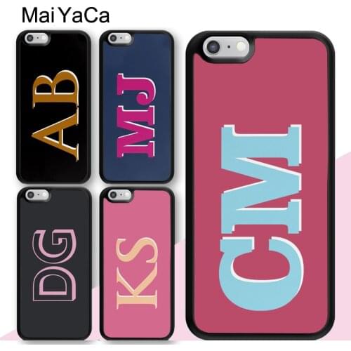 Personalised Initials Custom Customised Coloured Monogram Case For iPhone 7 8 SE 2020 6S Plus XR XS Max 12 mini 11 Pro Max Cover