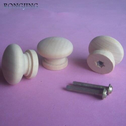 20pcs Wooden Kitchen Cabinet Drawer Knobs Mushroom Cupboard Handles Closet Cabinet Bars Round Bedroom Furniture Solid Wood Pulls