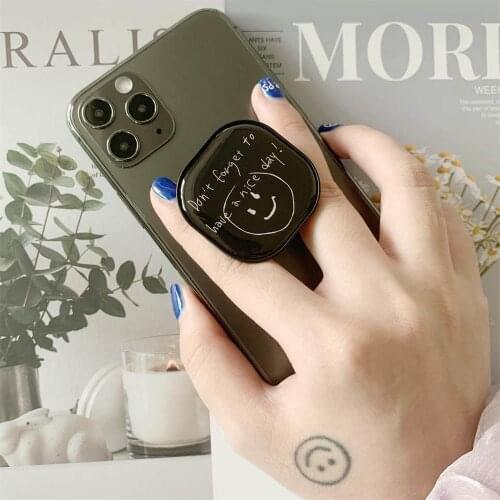 Square Cute Phone Ring Holder Korean Finger Grip Tok Holder Socket For iPhone 12 Bracket Rotating Support Telephone Accessories