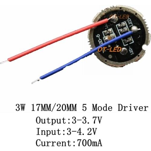 1PCS 5PCS cree XRE-Q5/XPE XP-E /XBD driver 17mm 20mm DC3-4.2V 700MA 5 Mode LED Driver for 3W flashlight LED Light Diode Emitter