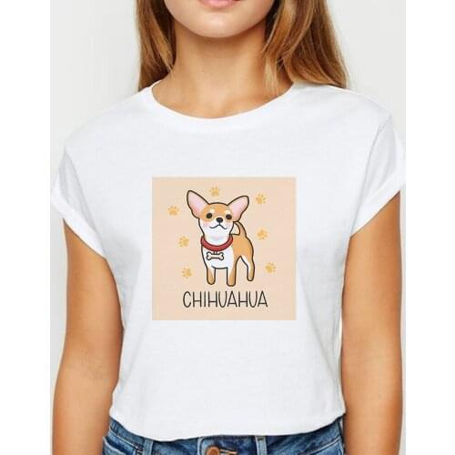Animal Chihuahua tshirt Young Ladies Spring Summer T Shirt Harajuku Cute Pretty Casual Aesthetics Pringting O-Collar T-shirt