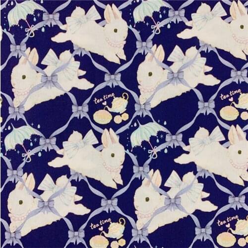 Blue Rabbit Easter Plain cotton fabric for Tissue Kids Home Textile Patchwork Cloth DIY Sewing Quilting Curtain Lolita material