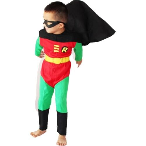 Halloween costumes Childrens model clothing Role-playing Boy Wonder robin 1 sets:coat+pants+shawl+eye mask