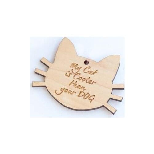 Laser cut "My Cat is Cooler than Your Dog" Gift Tag,Pets party decor