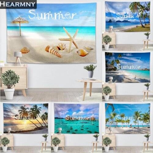 Custom Summer Beach Palm Wall Tapestry Home Decoration Wall Carpet Rectangular Modern Printing Fabric Yoga Mat Blanket Tapestry
