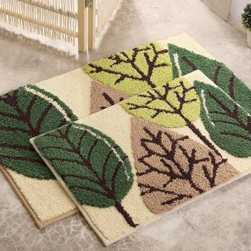 Lovely Cats Owl Leaves Animal Pattern Woven Mats Home Bathroom Door Bedroom Kitchen Anti-skid Pads Absorbent Foot Carpet Fluff