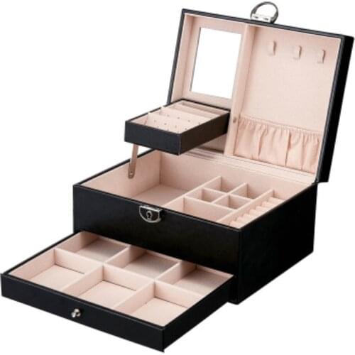Fashion Design Leather Jewelry Box Jewelry Case Jewelry Package Storage Large Space Jewelry Ring Necklace Bracelet Hot Selling