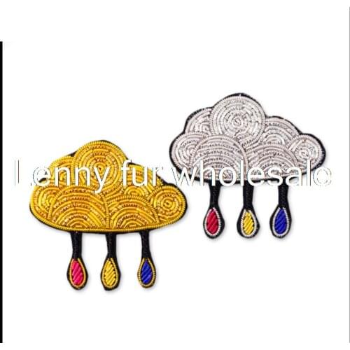 Cartoon men and women cloth accessories Indian silk Hand-embroidered colorful raindrop cartoon badge