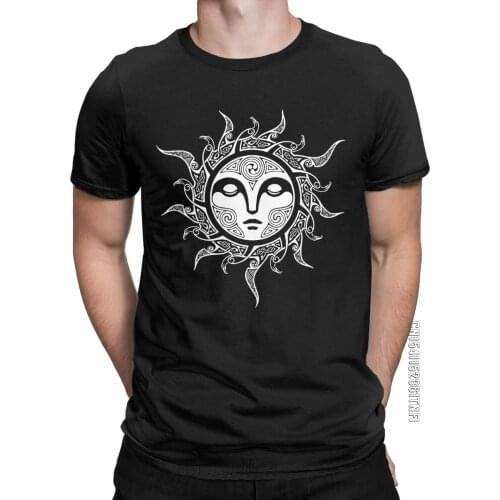 Mens T-Shirt Yule Midwinter Sun Novelty 100% Cotton Tees Classic Viking Ravens T Shirts Crew Neck Clothing Plus Size