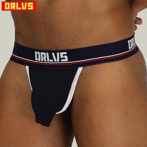 ORLVS Brand sexy gay jockstrap men thongs male underwear cueca tanga ropa interior hombre gay sissy panties lingerie OR185
