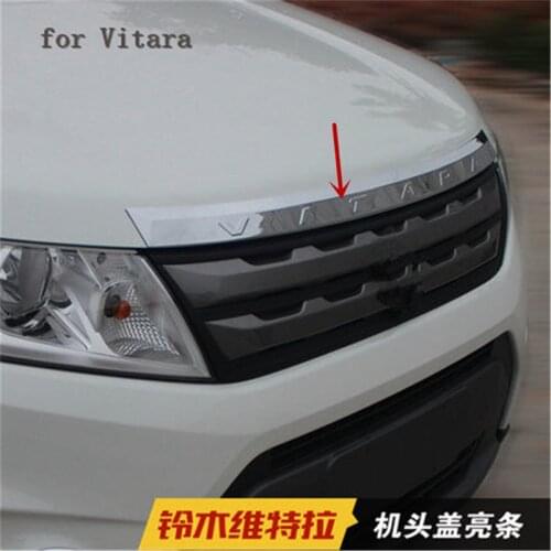 High quality ABS Chrome Front hood machine trim cover strip car for Suzuki Vitara 2015 2016 2017 2018 Car-styling