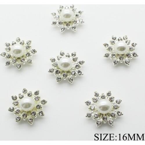 New 10Pcs / Set16MM Alloy Pearl Rhinestone Buttons, Clothing Sewing Accessories, For Wedding Invitation Decoration