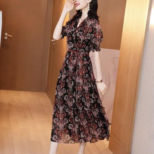 100% Real Silk Female Long Dress Vintage Dresses for Women2021 Sexy Dress Bohemian Style Womens Summer Dress Ropa Mujer Zjt2021