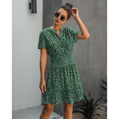 Dress Women Leopard Casual Black Summer Ruffle Mini Dresses Buttons Ladies Purple Waisted Fitted Clothing 2021 Womens Clothes