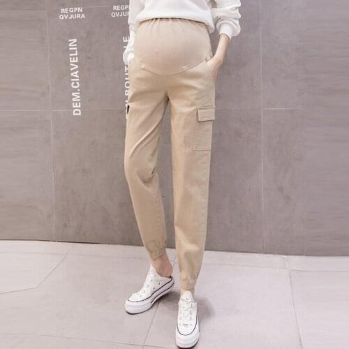 Casual maternity overalls spring and autumn thick cotton fashion all-match stretch maternity loose casual pants