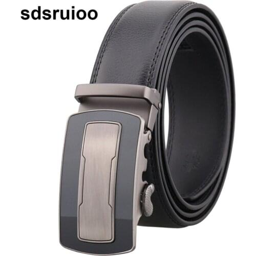 Mens Fashion Automatic Buckle Leather Luxury Business Male Belt Brown/Black Waist Strap Belts for Men