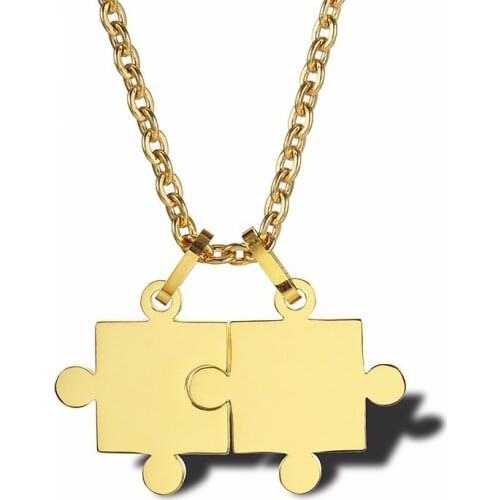RIR Classic Stainless Steel Gold Puzzle Pendant Necklace Simple Exquisite Jewellery Necklace Gift For Friends