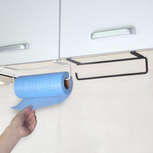 Roll Stand Under Cabinet Kitchen Toilet Paper Rack Towel Hanging Holder Rack Stainless Metal Kitchen Storage Organizer