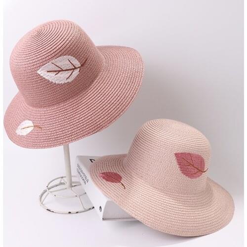 Hat Female Summer Fisherman Hat Embroidered Flower Sunscreen Straw Hat Small Fresh Sunshade Foldable Outing Wide Brim Beach Hat