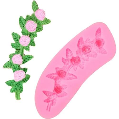 Facemile Rose Flower Vine Plants Cake Decoration Tool Silicone Cake Fondant Mold Pastry Mould Sugarraft Chocolate Gumpaste Tool