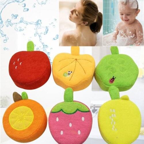 Cute Children Cartoon Soft Baby Bath Sponge Powder Puff Newbron Infant Shower Product Rubbing Towel Balls Fruit Baby Bath Brush