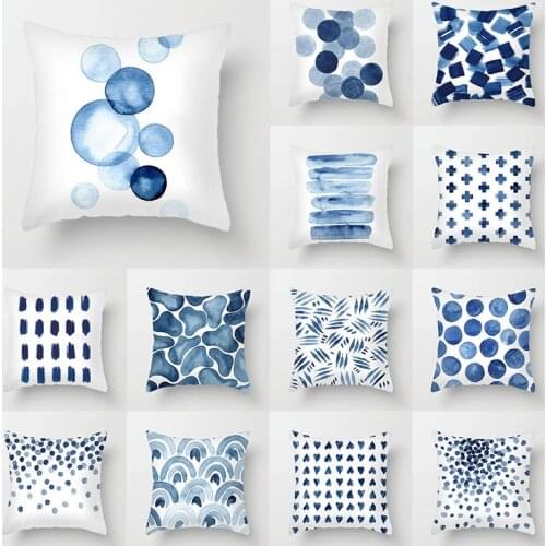 Blue Cushion Cover 45x45cm Decorative Pillows Nordic Geometric Pillow Cover For Sofa/Home Decoration Throw Pillows Cover