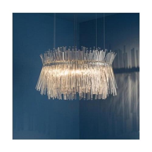 Nordic post-modern luxury crystal chandelier round new living room dining room bedroom creative art model room lamps